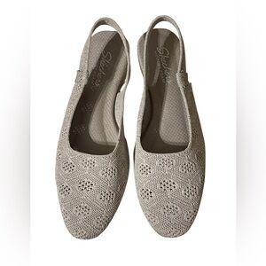 Skechers Cleo Snip Sweet Time Lightweight Washable Slingback Flats Taupe Size 10
